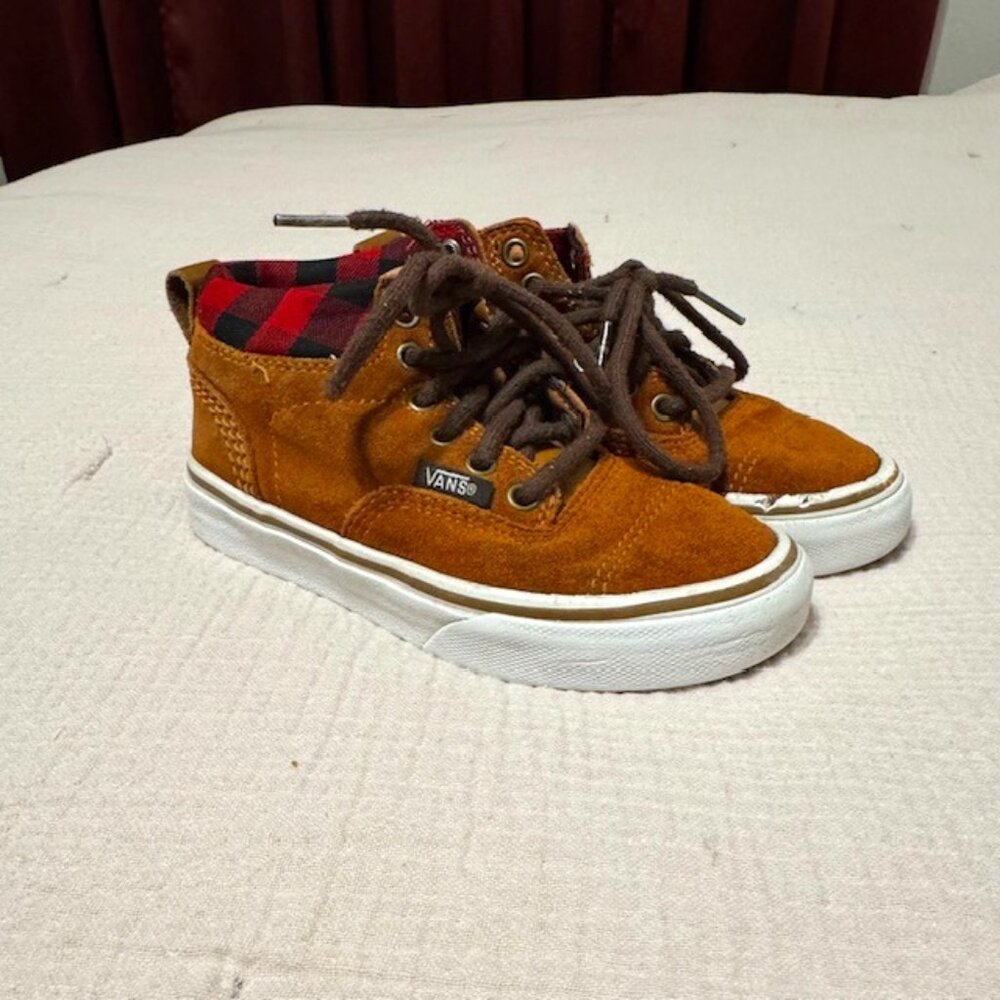 Vans Era Hi MTE Ginger Suede Buffalo Plaid Top Kid's Sneakers, Size 12.5